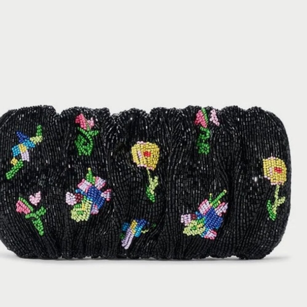STAUD Beaded Bean Convertible Clutch Bag in First Bloom Night MSRP$295 FUN&CHIC - Picture 6 of 9